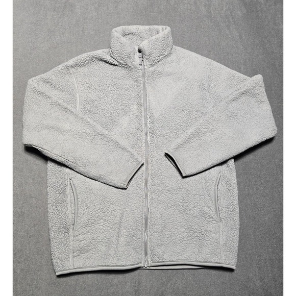 Uniqlo Womens Fleece Sherpa Fluffy Full Zip Jacket Gray XL‎ - Picture 1 of 7